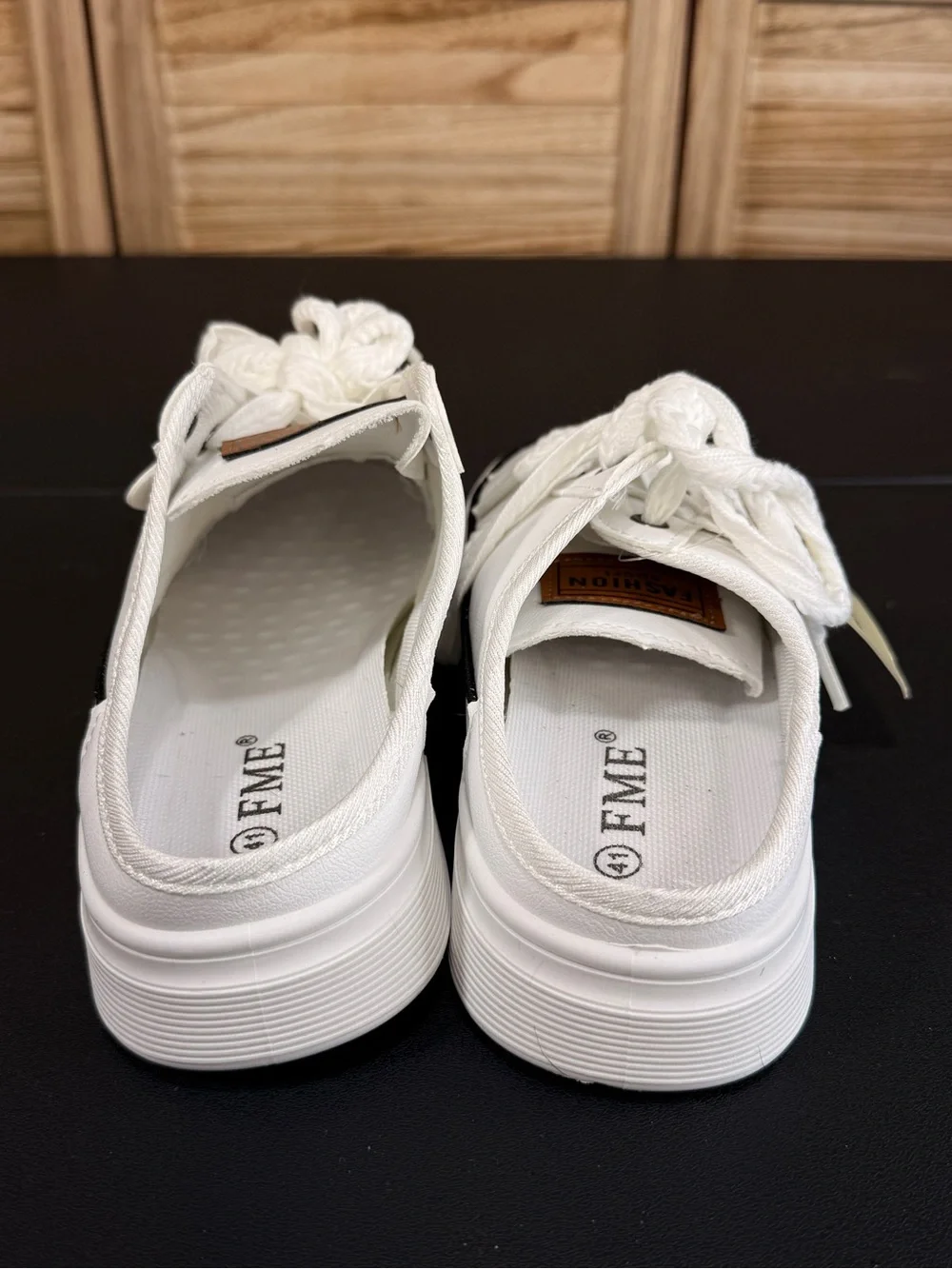 FME Sneakers Slip On Thick Soled Half-Slip In White Comfortable New With Tags 9